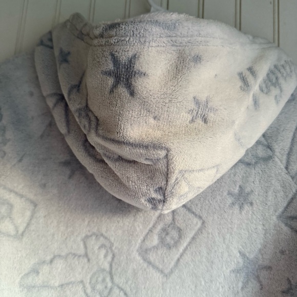 Wizarding World Of Harry Potter Size S Blue Gray Cozy Fleece Hooded Nightgown - Picture 5 of 7